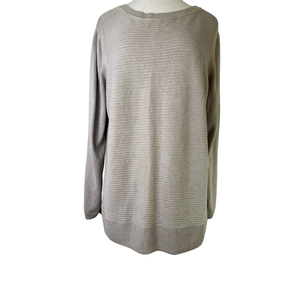 Hilary Radley Women's XXL Capsule Ribbed Long Sleeve Knit Tunic‎ Sweater Neutral